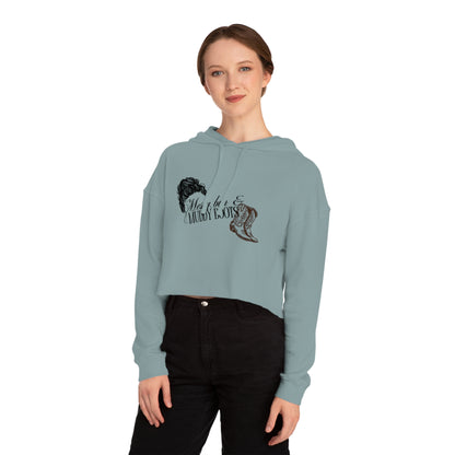 Messy Bun and Muddy Boots Women’s Cropped Hooded Sweatshirt