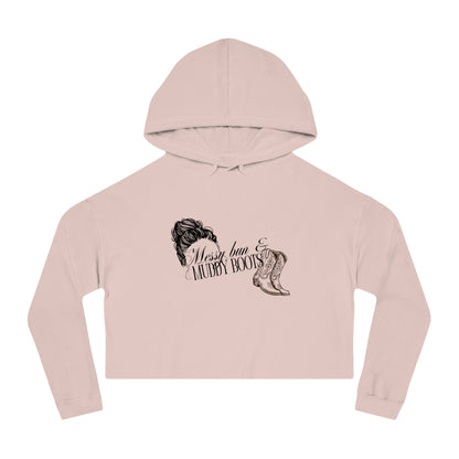 Messy Bun and Muddy Boots Women’s Cropped Hooded Sweatshirt