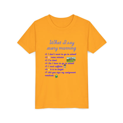 Funny Youth Short Sleeve Tee - Morning Struggles & School Woes