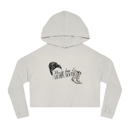 Messy Bun and Muddy Boots Women’s Cropped Hooded Sweatshirt